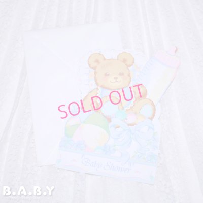 画像1: Baby Shower Card / Baby Bottle Bear