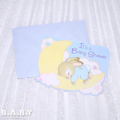 画像1: Baby Shower Card / Sleeping Bunny