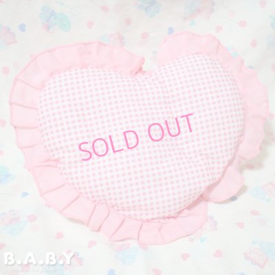 画像4: Sleepy Baby Bear Check Frill Heart Pillow