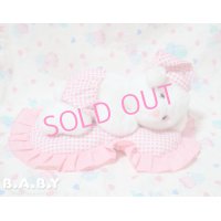 Sleepy Baby Bear Check Frill Heart Pillow