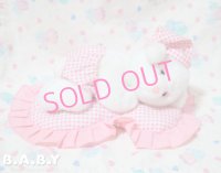 Sleepy Baby Bear Check Frill Heart Pillow