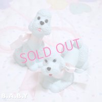 Pink Ribbon × Blue Poodle Figurine