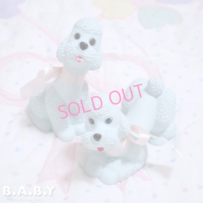 画像1: Pink Ribbon × Blue Poodle Figurine