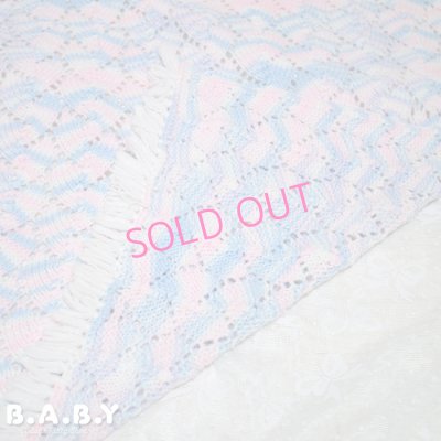 画像4: Pink & Blue Shell Knit Blanket
