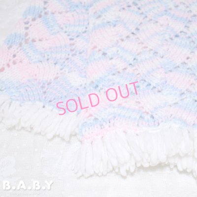 画像2: Pink & Blue Shell Knit Blanket