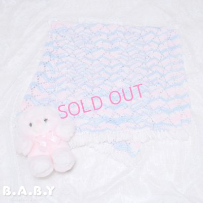 画像1: Pink & Blue Shell Knit Blanket