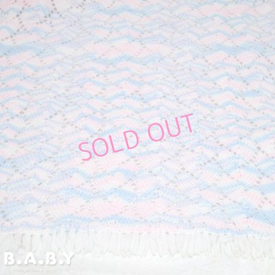 画像3: Pink & Blue Shell Knit Blanket