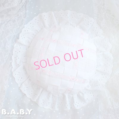 画像2: Pink & White Cotton Lace Ruffle Pillow