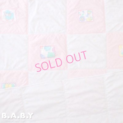 画像1: White & Pink Block Baby Patchwork Blanket
