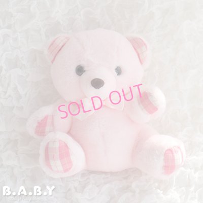 画像1: Plaid Accents Pink Bear