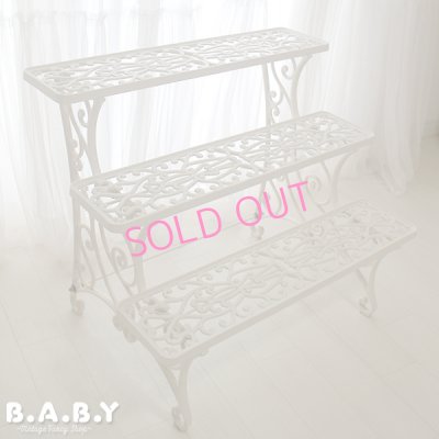 画像1: 【🏷70%OFF】【別途送料ご連絡】Shabby Chic 3 Iron Shelf Stand