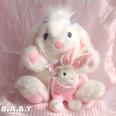画像1: Big Pink Dot Mom & Baby Bunny