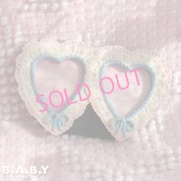 Pink & Blue Lace Heart Photo Frame