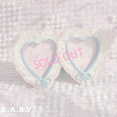 画像2: Pink & Blue Lace Heart Photo Frame