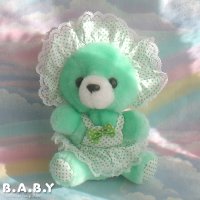 Dot Bonnet & Dress Green Bear