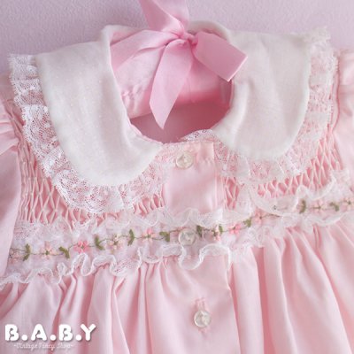 画像2: 〔70サイズ / 6-12ヶ月〕Flower Shirring Pink Dress 