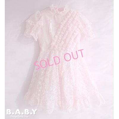 画像1: 〔120サイズ / 7才〕Pink Ruffle Lace Dress