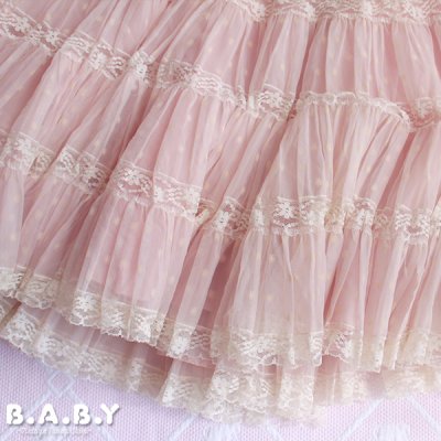画像2: Flocked Star Lace Pink Petticoat