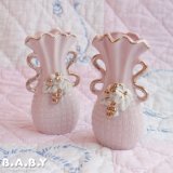 Pink Gold Trim Wave Vase