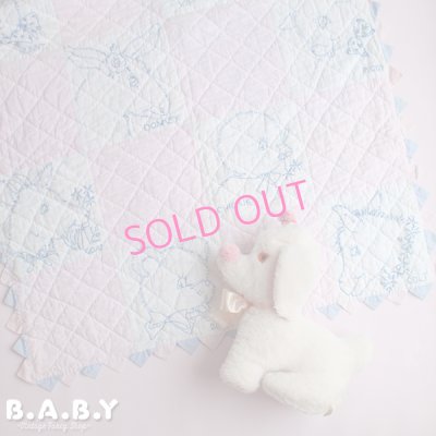 画像1: Pink & Blue Animal Quilt Blanket