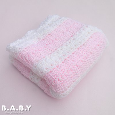 画像3: Pink & White Crochet Blanket