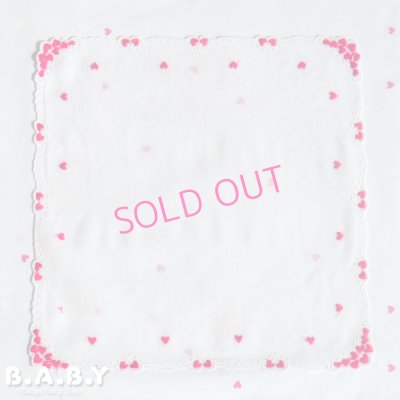 画像1: Valentine Cotton Hanky / Scalloped Dot Heart