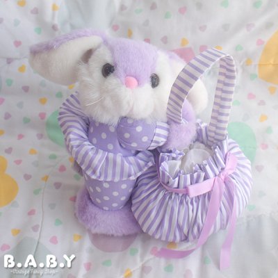 画像2: Stripe × Dot Lavender Bunny Basket