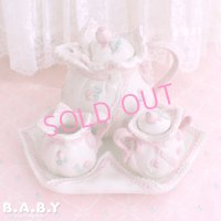 Battenburg Lace Rosebud Tea set