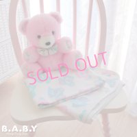 Blue Pink Mint Bear Cotton Knit Blanket