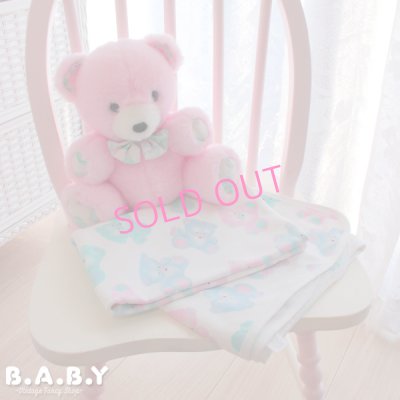 画像1: Blue Pink Mint Bear Cotton Knit Blanket