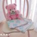 画像1: Blue Pink Mint Bear Cotton Knit Blanket (1)