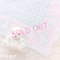 Pink Blue Bear Afghan Blanket