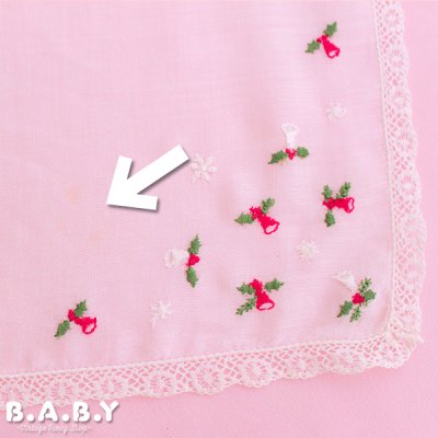 画像4: Christmas Cotton Hanky / Needlework Holly Bell