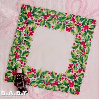 Christmas Cotton Hanky / Scallop Holly Forest
