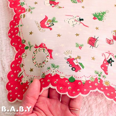 画像2: Christmas Cotton Hanky / Scallop Snowman Dance