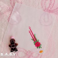 Christmas Cotton Hanky / Needlework Red Candle