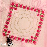 Christmas Cotton Hanky / Poinsettia Star Flower