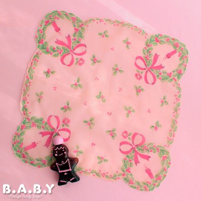 画像1: Christmas Sheer Hanky / Scallop Wreath