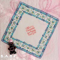 Christmas Cotton Hanky / Merry Christmas & a Happy New Year