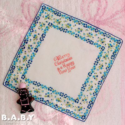 画像1: Christmas Cotton Hanky / Merry Christmas & a Happy New Year