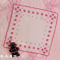 Christmas Cotton Hanky / Scallop Needlework Poinsettia