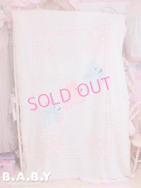 Blue Pink Teddies Chenille Baby Blanket