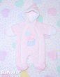 画像1: 〔60サイズ / 0-6ヶ月〕Quilting Baby Pink Bear All-in-one (1)