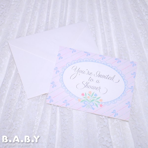 画像1: Baby Shower Card / You're Invited to a Shower (1)