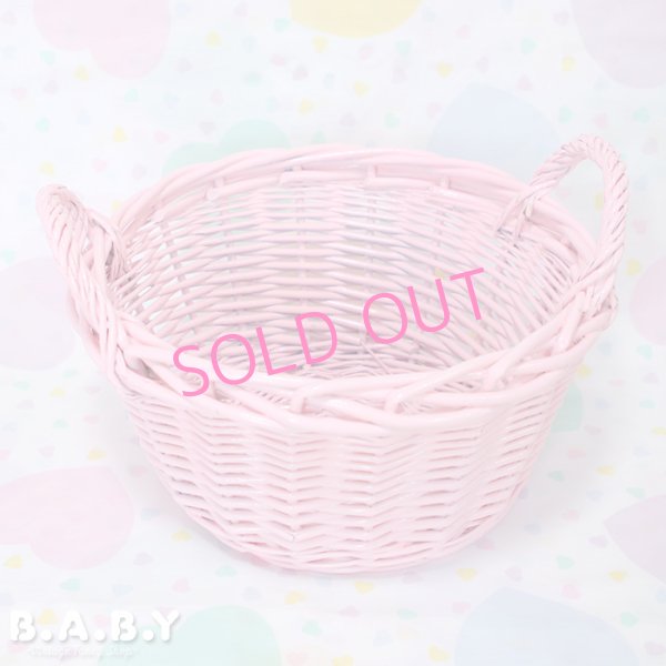 画像1: Pink Wicker Basket (1)