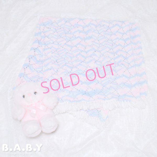 画像1: Pink & Blue Shell Knit Blanket (1)