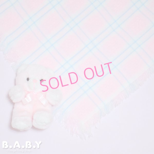 画像1: Pink × Blue Check Baby Blanket (1)