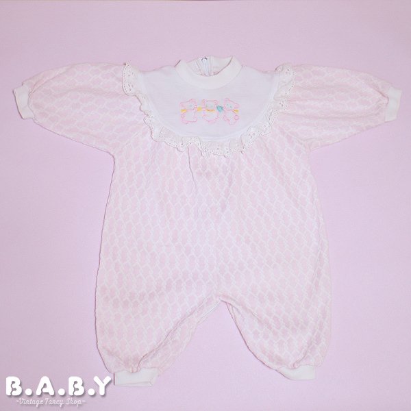 画像1: 〔70サイズ / 6-9ヶ月〕Dancing Bear Pink Coverall (1)