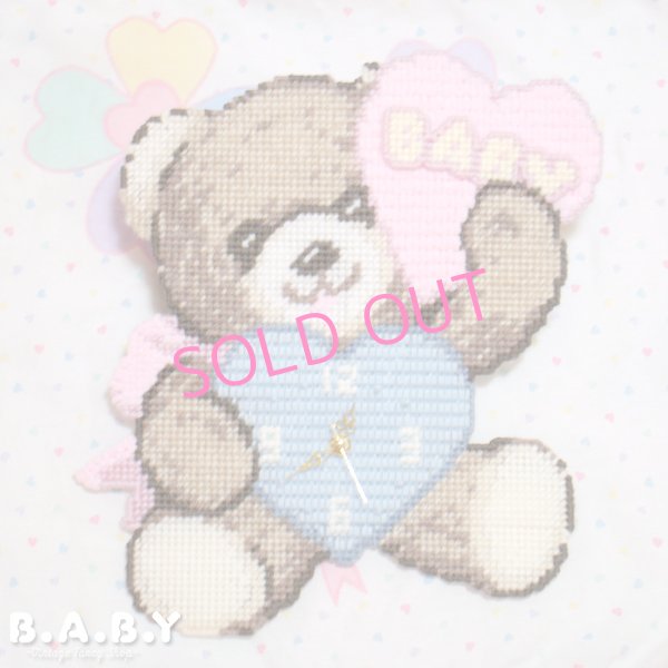 画像1: NeedlePoint Wall Clock / Cookie Baby Bear (1)