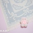 画像1: Ribbon & Floral Blue Throw Blanket (1)